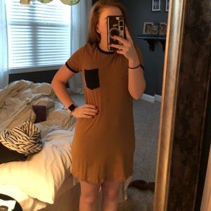 forever 21 tan and black t-shirt dress size small